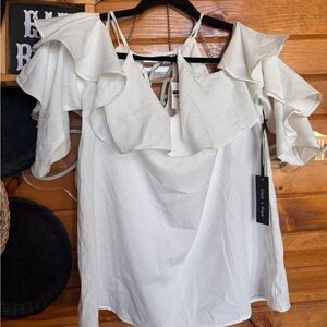 White Ruffled Off-Shoulder Top